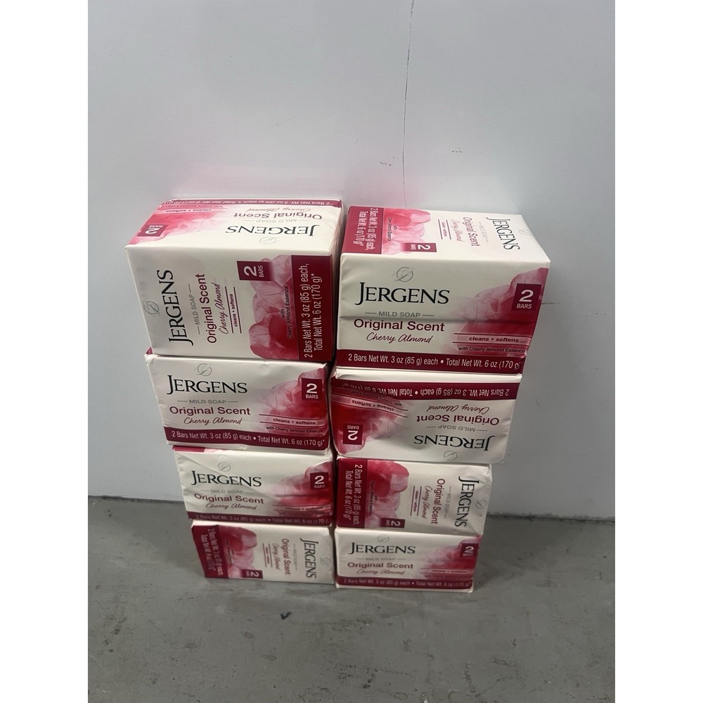Lot of 16 Jergens Mild Soap Bars Cherry Almond Original Scent 8-Packs Bulk Value